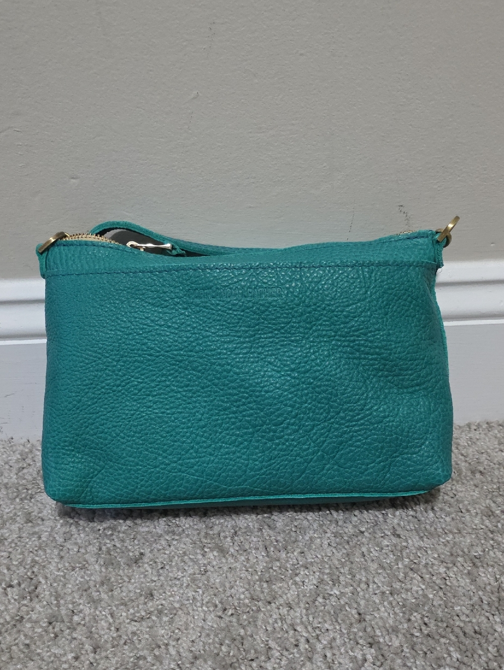 Portland Leather Goods PLG Classic Poppy Crossbody Bag Seafoam Pebbly